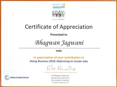 Certificate of World Bank